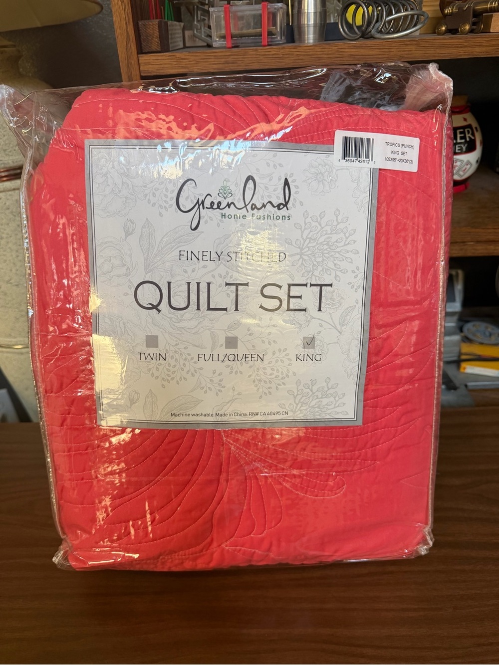 Greenland Home Tropics Palm Leaves Coastal Cotton Blend Quilt Set, 3-Piece King